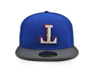 Texas Rangers Upside Down Calming Blue Graphite 59Fifty Fitted Hat by MLB x New Era Front