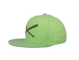 Crossed Bats Logo Pistachio 59Fifty Fitted Hat by JustFitteds x New Era Left