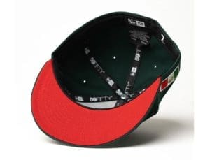 Limited Forest Green Red Mexico Flag 59Fifty Fitted Hat by 1LoveIE x New Era Bottom