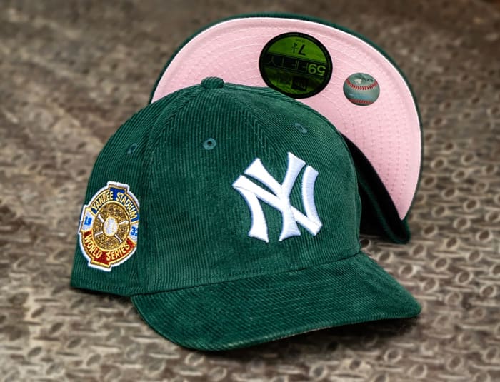 New York Yankees 1932 World Series Green Corduroy Pink 59Fifty Fitted Hat by MLB x New Era