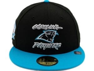 Carolina Panthers Black Blue 59Fifty Fitted Hat by NFL x New Era Front Carolina Panthers Black Blue 59Fifty Fitted Hat by NFL x New Era Front