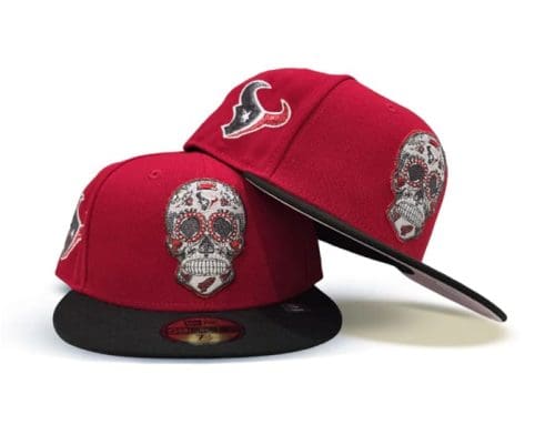 Houston Texans Sugar Skull Red Black 59Fifty Fitted Hat by NFL x New Era