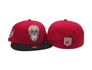 Houston Texans Sugar Skull Red Black 59Fifty Fitted Hat by NFL x New Era Back