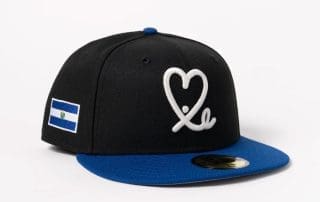 Limited Dark Royal Black El Salvador Flag 59Fifty Fitted Hat by 1LoveIE x New Era