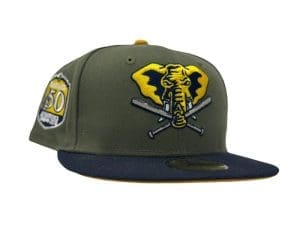 Oakland Athletics 50th Anniversary Taxi Yellow 59Fifty Fitted Hat by MLB x New Era Front