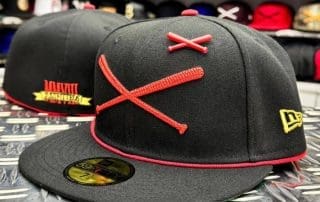 Crossed Bats Logo Heritage Black Red 59Fifty Fitted Hat by JustFitteds x New Era