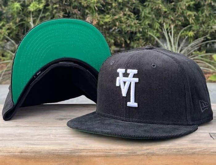 Los Angeles Dodgers Upside Down Corduroy Black White 59Fifty Fitted Hat by MLB x New Era