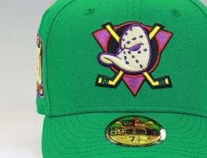 Anaheim Mighty Ducks 30th Anniversary District 5 Solid Green 59Fifty Fitted Hat by NHL x New Era Front Anaheim Mighty Ducks 30th Anniversary District 5 Solid Green 59Fifty Fitted Hat by NHL x New Era Front