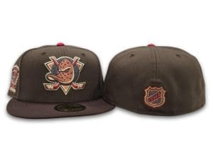 Anaheim Mighty Ducks Inaugural Season Walnut Brown Burnt Wood 59Fifty Fitted Hat by NHL x New Era Back Anaheim Mighty Ducks Inaugural Season Walnut Brown Burnt Wood 59Fifty Fitted Hat by NHL x New Era Back