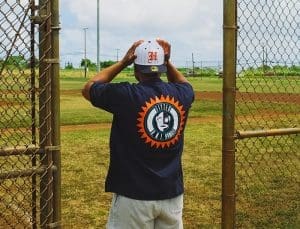 H Pride White Navy Pinstripes 59Fifty Fitted Hat by Fitted Hawaii x New Era Right H Pride White Navy Pinstripes 59Fifty Fitted Hat by Fitted Hawaii x New Era Right