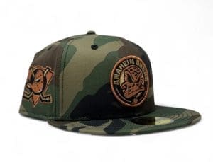 Anaheim Ducks Woodland Camouflage 59Fifty Fitted Hat by NHL x New Era Front Anaheim Ducks Woodland Camouflage 59Fifty Fitted Hat by NHL x New Era Front