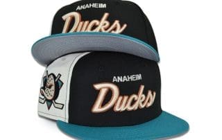 Anaheim Ducks Black Chrome Teal 59Fifty Fitted Hat by NHL x New Era