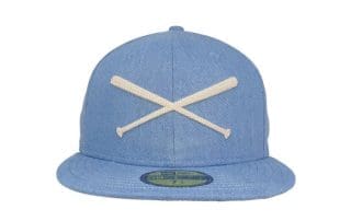 Crossed Bats Logo Light Blue Denim 59Fifty Fitted Hat by JustFitteds x New Era