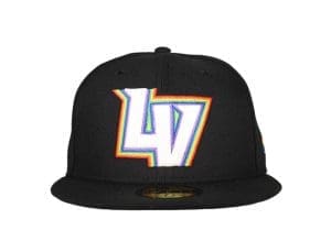 Las Vegas Aviators LV Prismatic Black 59Fifty Fitted Hat by MiLB x New Era Front Las Vegas Aviators LV Prismatic Black 59Fifty Fitted Hat by MiLB x New Era Front