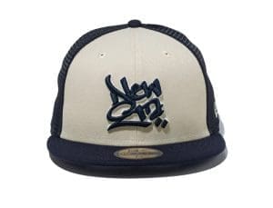 New Era Script Logo Trucker 59Fifty Fitted Hat by New Era Front New Era Script Logo Trucker 59Fifty Fitted Hat by New Era Front