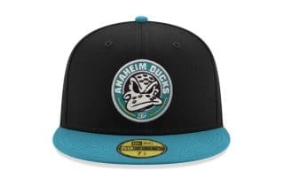 Anaheim Ducks Inaugural Season Black Teal 59Fifty Fitted Hat by NHL x New Era