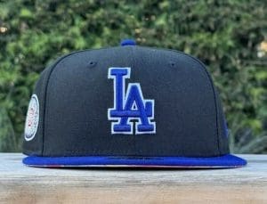 Los Angeles Dodgers Aztec Calendar Black Royal Sarape 59Fifty Fitted Hat by MLB x New Era Front Los Angeles Dodgers Aztec Calendar Black Royal Sarape 59Fifty Fitted Hat by MLB x New Era Front