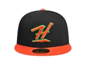 Kalai Black Orange 59Fifty Fitted Hat by Fitted Hawaii x New Era Front Kalai Black Orange 59Fifty Fitted Hat by Fitted Hawaii x New Era Front