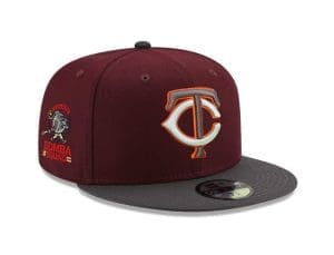 Minnesota Twins Bomba Squad Maroon Graphite 59Fifty Fitted Hat by MLB x New Era Front Minnesota Twins Bomba Squad Maroon Graphite 59Fifty Fitted Hat by MLB x New Era Front
