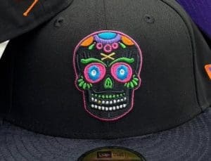 Sugar Skull Logo Black Purple 59Fifty Fitted Hat by JustFitteds x New Era Front Sugar Skull Logo Black Purple 59Fifty Fitted Hat by JustFitteds x New Era Front