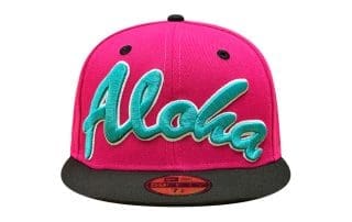 Aloha Bright Rose Black 59Fifty Fitted Hat by Fitted Hawaii x New Era