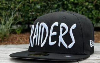 Las Vegas Raiders Sketch Black White 59Fifty Fitted Hat by NFL x New Era