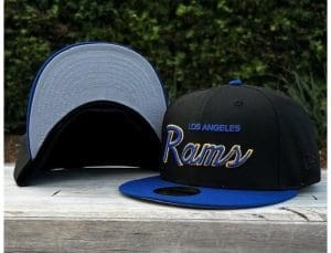 Los Angeles Rams Retro Script Black Royal 59Fifty Fitted Hat by NFL x New Era