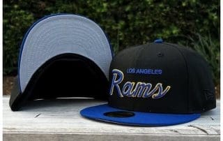 Los Angeles Rams Retro Script Black Royal 59Fifty Fitted Hat by NFL x New Era