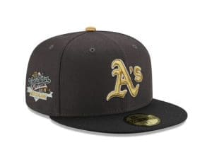 Oakland Athletics 1989 World Series Graphite Black 59Fifty Fitted Hat by MLB x New Era Front