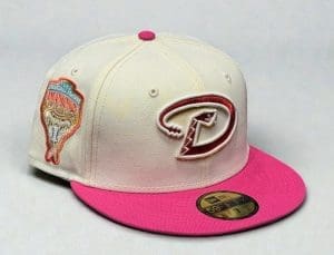 Arizona Diamondbacks 98 Inaugural Season Off-white Pink 59Fifty Fitted Hat by MLB x New Era Front