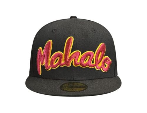 NHD26 Mahalo Black 59Fifty Fitted Hat by Fitted Hawaii x New Era