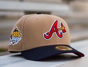 Atlanta Braves 1999 World Series Khaki Navy 59Fifty Fitted Hat by MLB x New Era Front