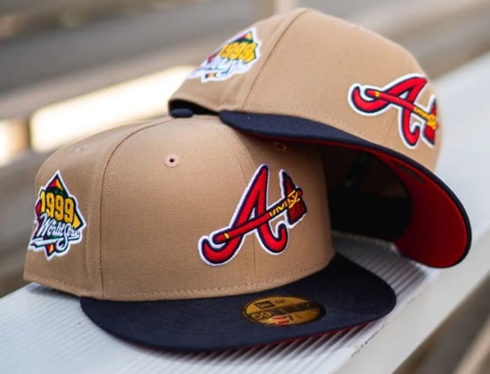 Atlanta Braves 1999 World Series Khaki Navy 59Fifty Fitted Hat by MLB x New Era