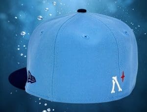 Great White North Shark Sky Blue Light Navy 59Fifty Fitted Hat by Noble North x New Era Back