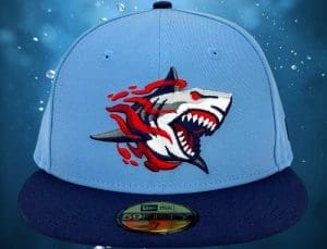 Great White North Shark Sky Blue Light Navy 59Fifty Fitted Hat by Noble North x New Era Front