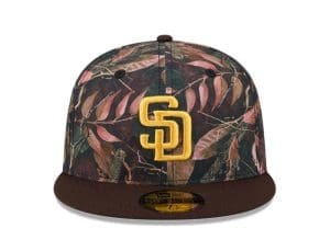 San Diego Padres 50th Anniversary Leaves Camo Brown 59Fifty Fitted Hat by MLB x New Era Front