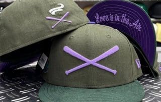 Crossed Bats Logo Smoking Trees 59Fifty Fitted Hat by JustFitteds x New Era