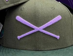 Crossed Bats Logo Smoking Trees 59Fifty Fitted Hat by JustFitteds x New Era Front