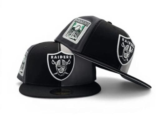 Las Vegas Raiders Super Bowl XI Pinwheel Black Gray 59Fifty Fitted Hat by NFL x New Era
