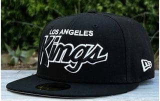 Los Angeles Kings Script Black White 59Fifty Fitted Hat by NHL x New Era