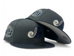 Montreal Expos 35th Anniversary Dark Gray Navy 59Fifty Fitted Hat by MLB x New Era Front Montreal Expos 35th Anniversary Dark Gray Navy 59Fifty Fitted Hat by MLB x New Era Front