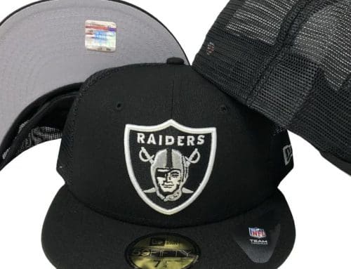 Las Vegas Raiders Mesh Tracker Black 59Fifty Fitted Hat by NFL x New Era