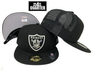Las Vegas Raiders Mesh Tracker Black 59Fifty Fitted Hat by NFL x New Era Front