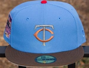 Minnesota Twins 2014 ASG Magic Blue Walnut Brown 59Fifty Fitted Hat by MLB x New Era Front