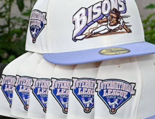 Buffalo Bisons International League Chrome White Lavender 59Fifty Fitted Hat by MiLB x New Era