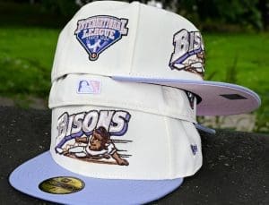 Buffalo Bisons International League Chrome White Lavender 59Fifty Fitted Hat by MiLB x New Era Front
