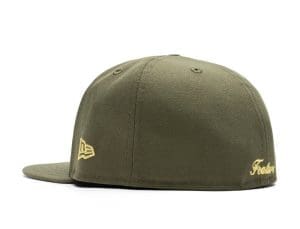 Old English F Calabasas New Olive Vegas Gold 59Fifty Fitted Hat by Feature x New Era Back