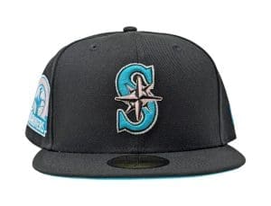Seattle Mariners 30th Anniversary Black Teal 59Fifty Fitted Hat by MLB x New Era Front Seattle Mariners 30th Anniversary Black Teal 59Fifty Fitted Hat by MLB x New Era Front