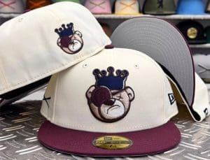 Berlin Bear Chrome Maroon 59Fifty Fitted Hat by JustFitteds x New Era Front Berlin Bear Chrome Maroon 59Fifty Fitted Hat by JustFitteds x New Era Front
